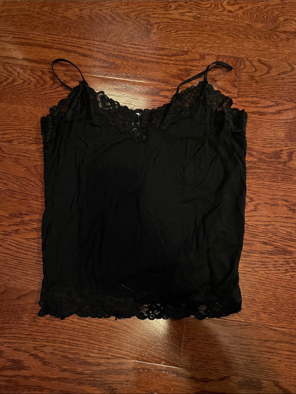 H&M Black Lace-Trim Spaghetti Strap Camisole